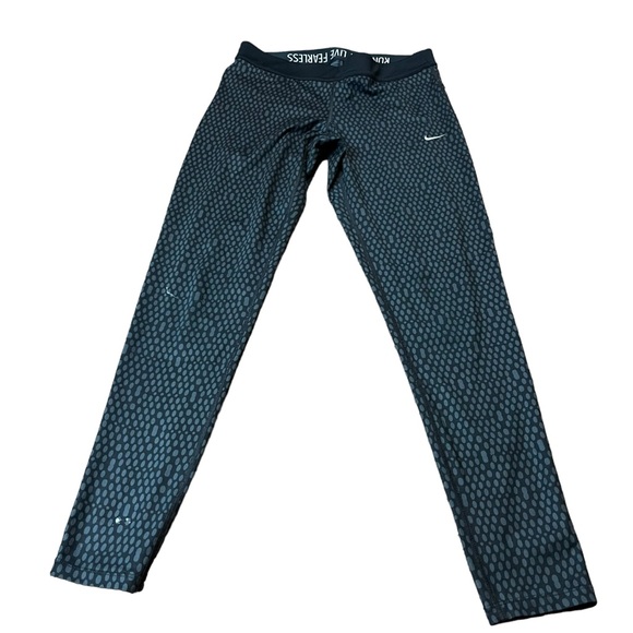 Nike Gray Spotted Full Length Leggings Size L Women - Picture 1 of 10